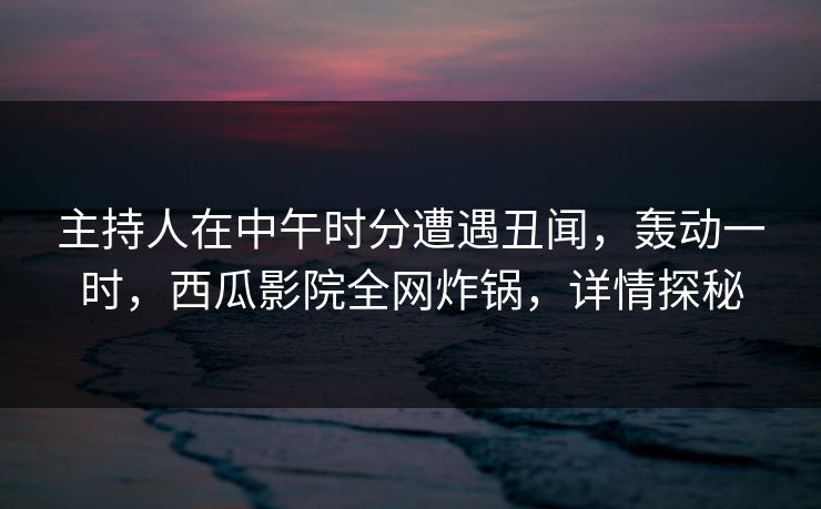 主持人在中午时分遭遇丑闻，轰动一时，西瓜影院全网炸锅，详情探秘