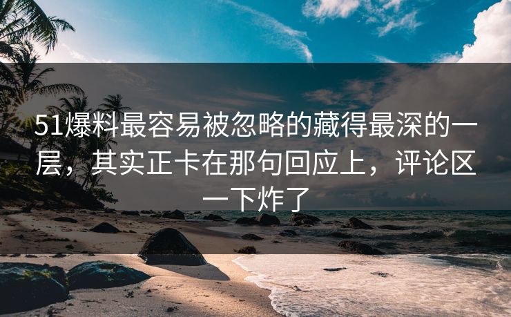 51爆料最容易被忽略的藏得最深的一层，其实正卡在那句回应上，评论区一下炸了